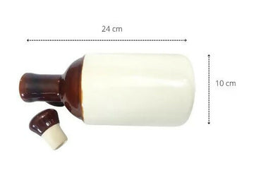 Indian Handcrafted Ceramic Oil Dispenser – Brown & Cream Vintage Jug Style- on Lucasgift
