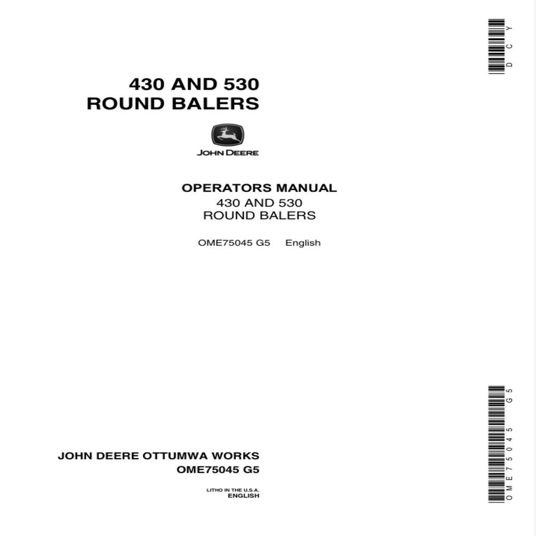 John Deere 430, 530 Round Baler Operator Manual