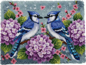 Rug Making Latch Hooking Kit | Blue Jays in Love-60x40cm-Blank Canvas on Lucasgift