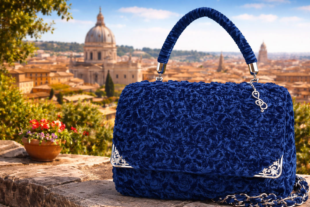 Handmade knitted bag in royal blue- on Lucasgift