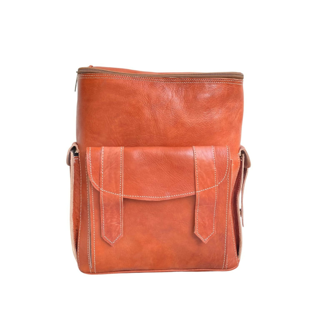 Moroccan Handcrafted Real Leather Backpack Artisanal Premium Travel Bag- on Lucasgift