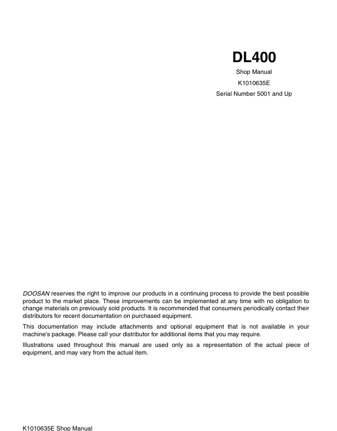 DOOSAN-DAEWOO DL400 WHEEL LOADER WORKSHOP REPAIR MANUAL- on Lucasgift