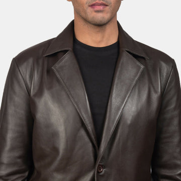 Men’s Brown Sheepskin Leather Blazer | Premium Genuine Leather Jacket for Winter & Formal Wear