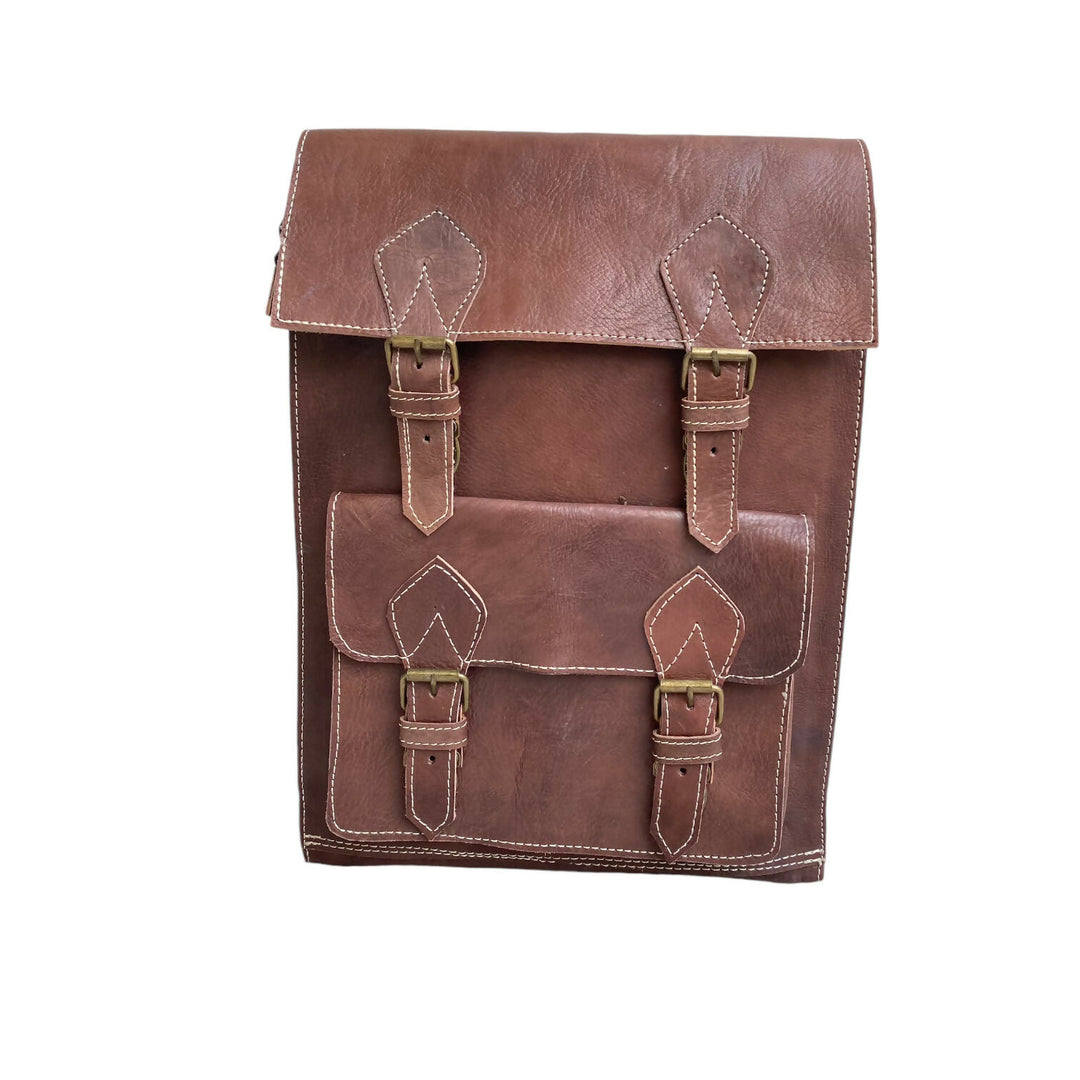 Vintage Moroccan Handcrafted Genuine Leather Backpack - Fez Artisan Premium- on Lucasgift