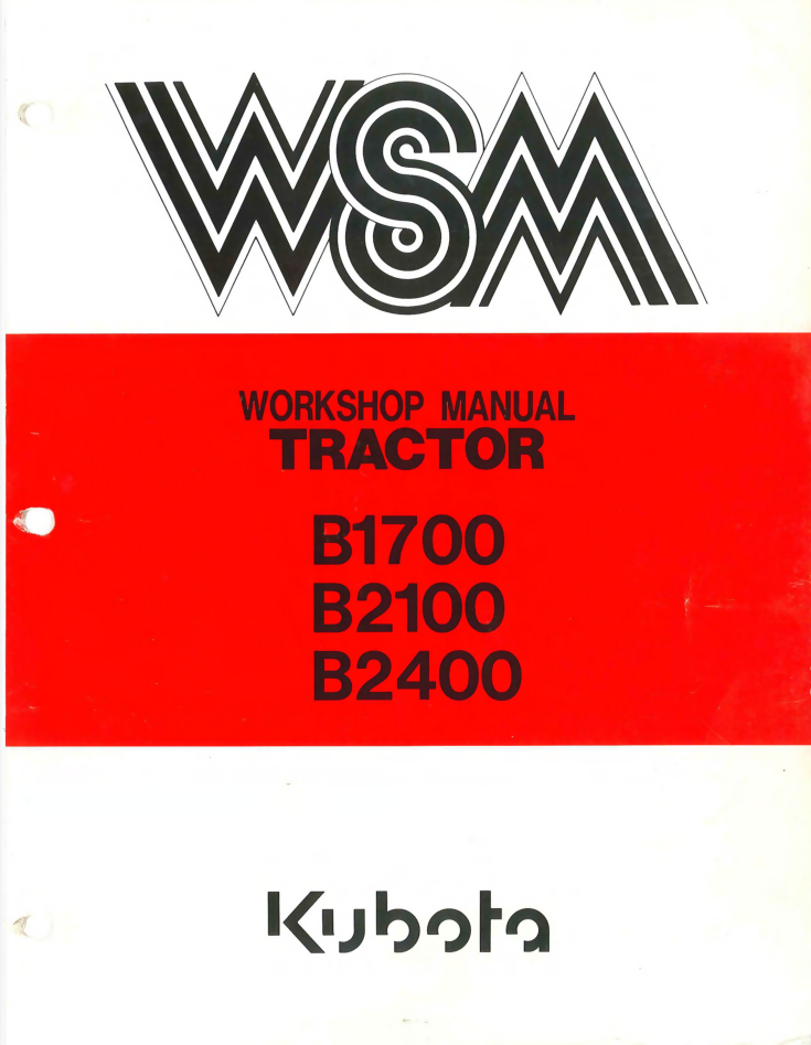 KUBOTA B1700 B2100 B2400 SERVICE REPAIR WORKSHOP MANUAL- on Lucasgift