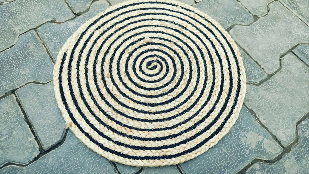 Sonia Artisan Collections | Handmade Spiral Round Jute Rug | Dual-Tone Natural Fiber | Cozy Boho Decor- on Lucasgift