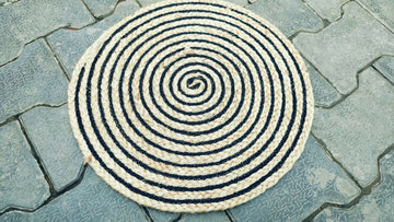 Sonia Artisan Collections | Handmade Spiral Round Jute Rug | Dual-Tone Natural Fiber | Cozy Boho Decor- on Lucasgift