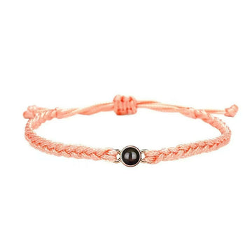 Personalised Rope Photo Bracelet – Custom Photo Projection Bracelet Jewelry Gift-Pink Rope- on Lucasgift