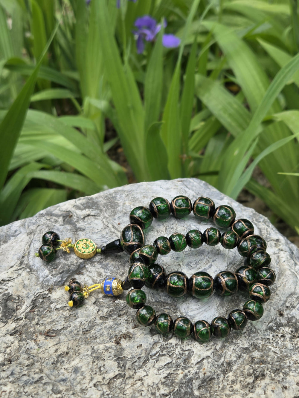 Yonghe Temple Ancient Craft Gold Sand Liuli Beaded Bracelet | Handcrafted Buddhist Lucky Charm- on Lucasgift