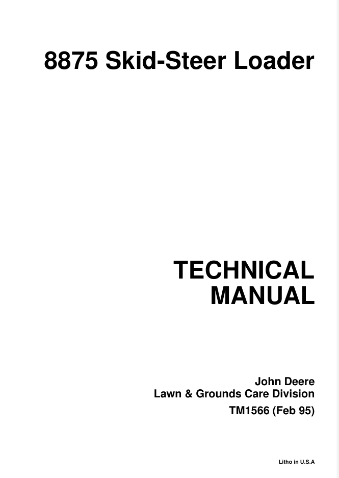 JOHN DEERE 8875 SKID STEER LOADER SERVICE REPAIR MANUAL- on Lucasgift