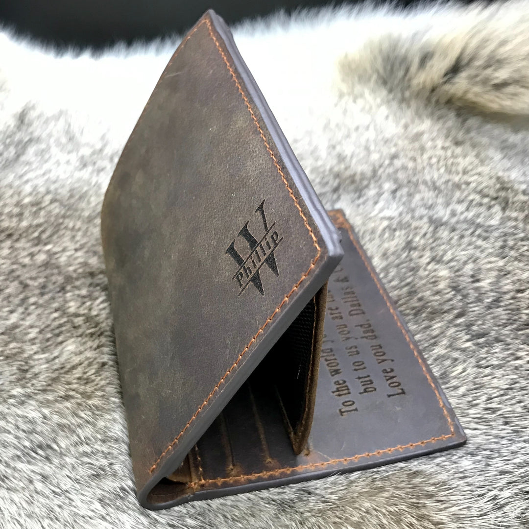 Personalized Trifold Wallets for Men - Unique & Thoughtful Brown / Initial Only