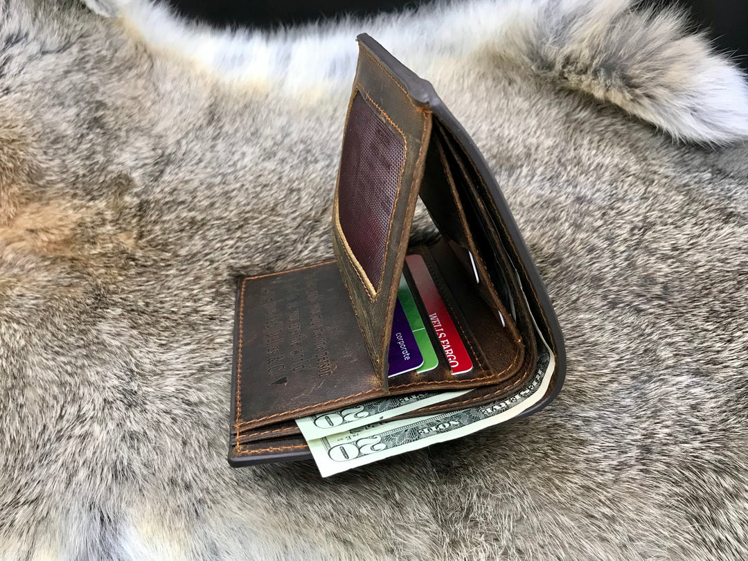 Trifold Wallets For Men RFID - Leather Slim Mens Wallet With ID