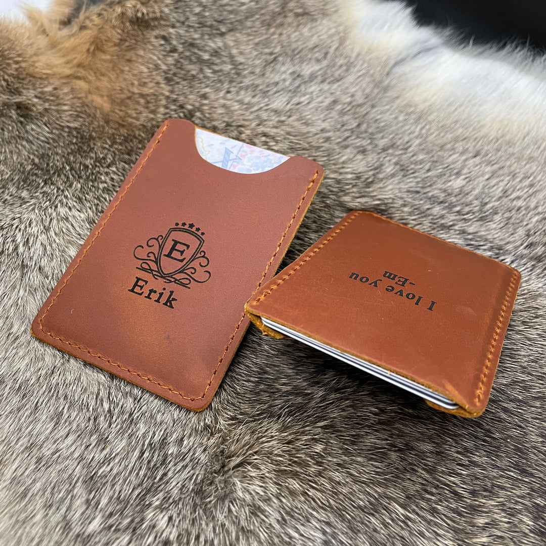 Leather Card Holder, Customized Card Case, Leather Card, 3rd anniversary gift, Monogrammed birthday 12.00