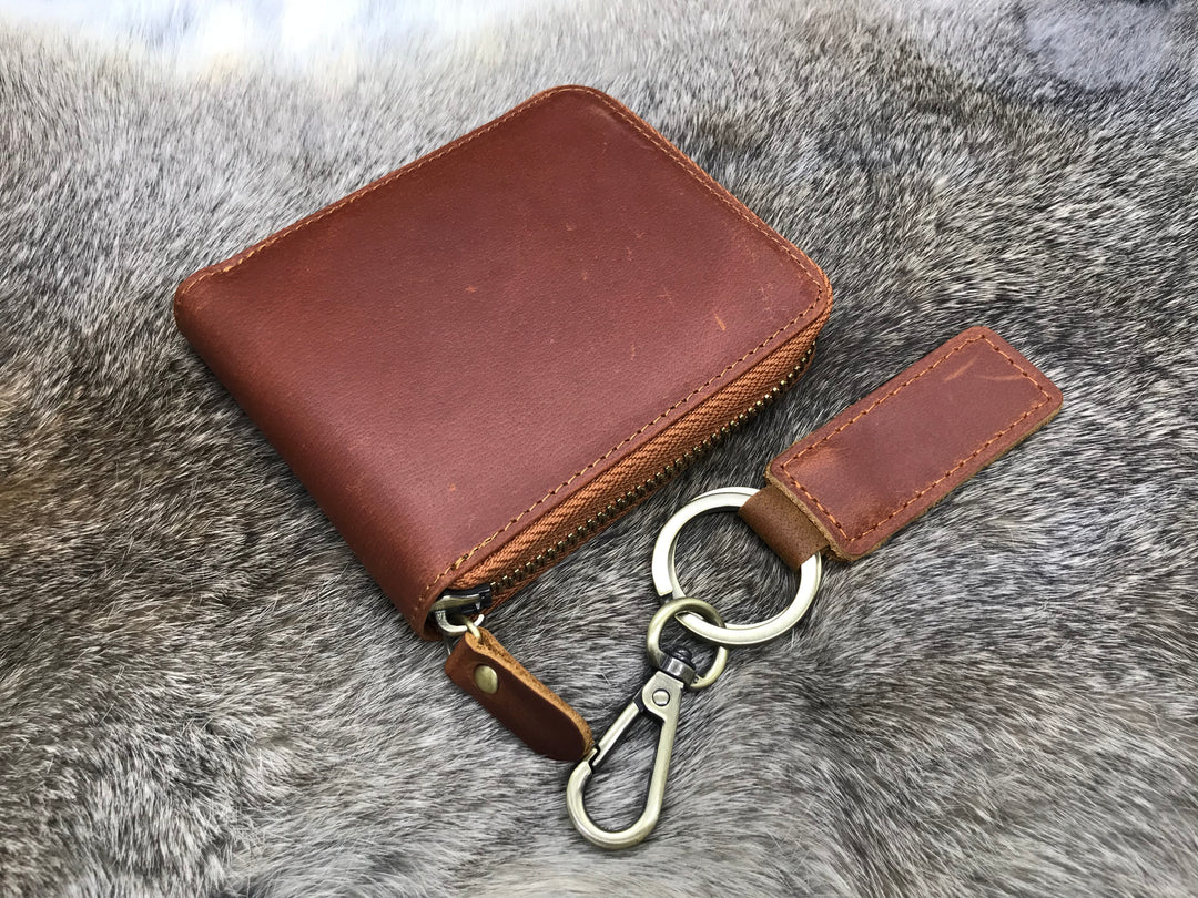 LEATHER WALLET, ZIPPER Wallet, Women's Wallet, Personalized Leather Wallet, Husband Gift, Anniversary Gift, Gift for Him, Boyfriend Gift 24.00