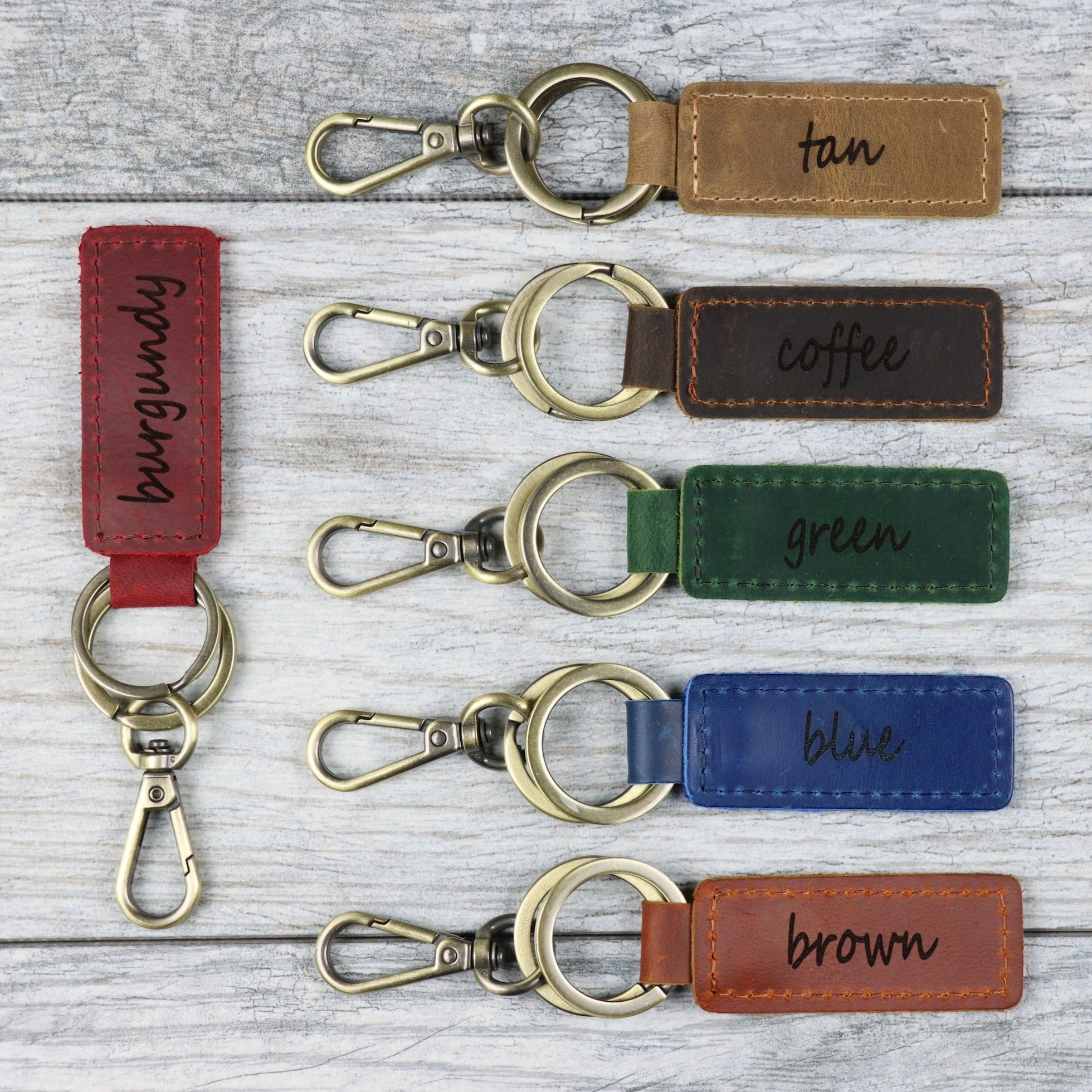 LucasGift 15-CUSTOMIZED Blank Leather Keychains Wholesale - Keychains in Bulk Burgundy / Pack of 15-CUSTOMIZED