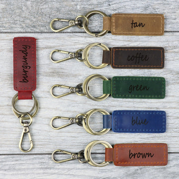 15 pcs Blank Leather Keychains in Bulk, Wholesale
