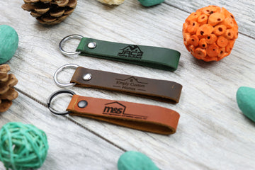 Bulk Customizable Slim Leather Keychains, Gift For Realtors