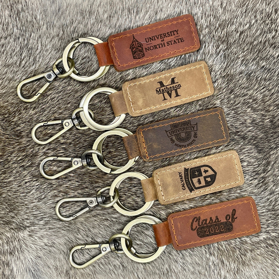 12 Pack Leather Keychains-Laser engraving, Hot foil stamping-5/8 Inch wide  – Pitka Leather