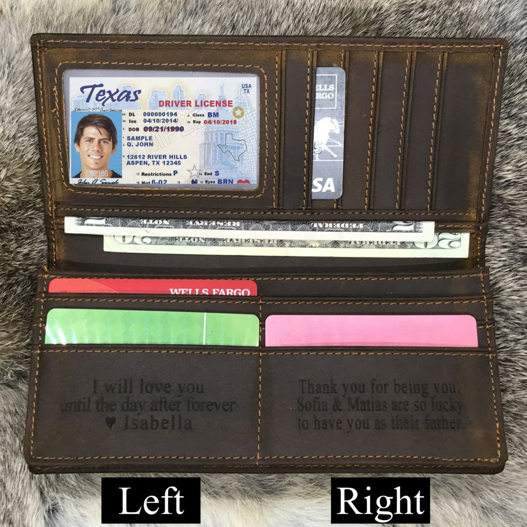 Personalized Long Leather Wallet, Leather Wallet Laser Engraved, Unisex Long Wallet, Custom Wallet, Mens Gift, Womens Gift, Christmas Gift 29.00